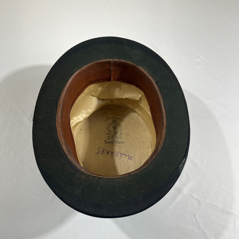 Vintage Truly Warner Bannock Brothers Ltd Black Silk Fur Felt Top Hat Stove Pipe - Picture 5 of 9